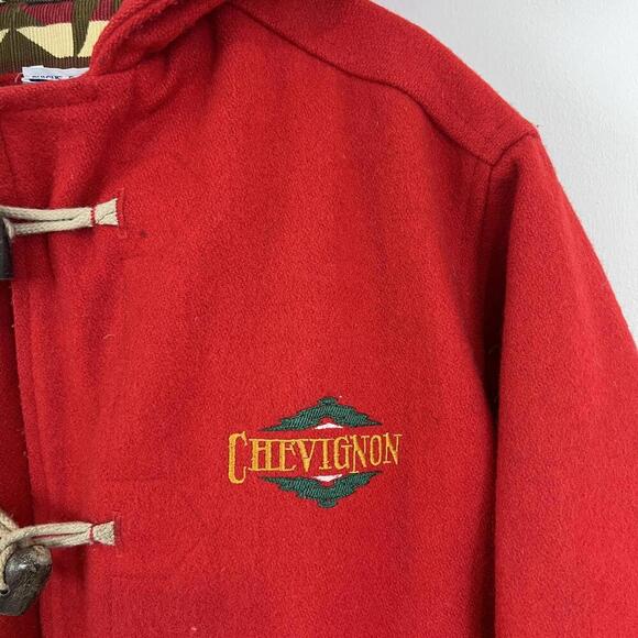 Vintage Chevignon Kids 4 Navajo Handmade Wool Blend Jacket Coat Hood Red France - Picture 2 of 15
